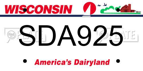 SDA925 Wisconsin License Plate