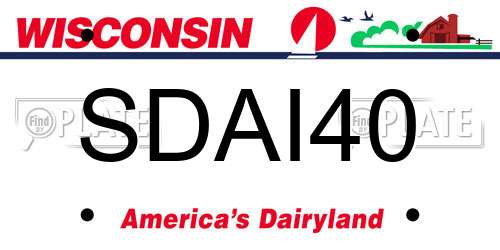 SDAI40 Wisconsin License Plate