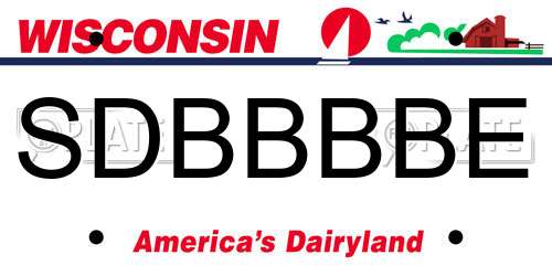 SDBBBBE Wisconsin License Plate