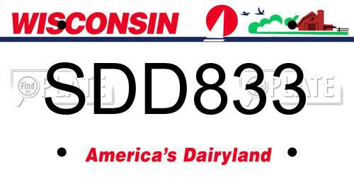 SDD833 Wisconsin License Plate