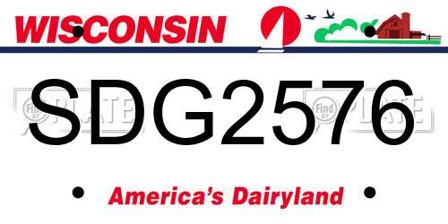 SDG2576 Wisconsin License Plate