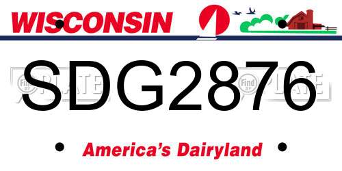 SDG2876 Wisconsin License Plate