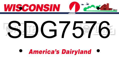 SDG7576 Wisconsin License Plate