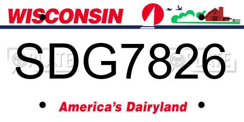 SDG7826 Wisconsin License Plate
