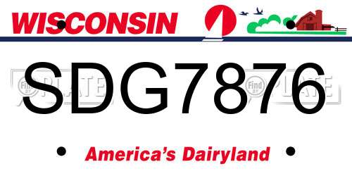 SDG7876 Wisconsin License Plate