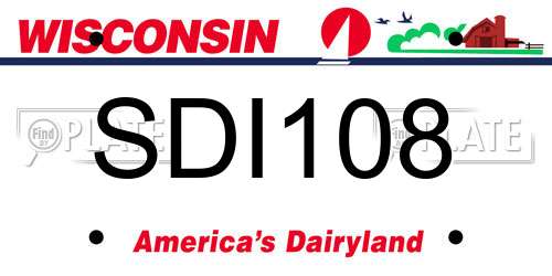 SDI108 Wisconsin License Plate