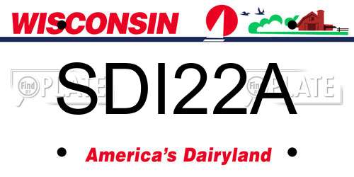 SDI22A Wisconsin License Plate