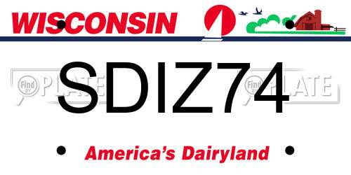 SDIZ74 Wisconsin License Plate
