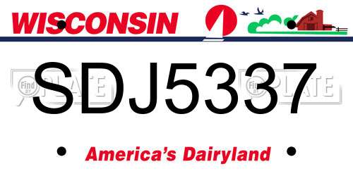 SDJ5337 Wisconsin License Plate