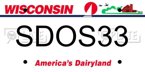 SDOS33 Wisconsin License Plate