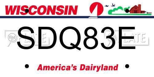 SDQ83E Wisconsin License Plate