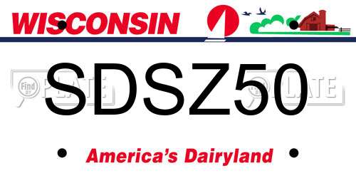 SDSZ50 Wisconsin License Plate
