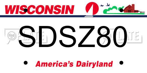 SDSZ80 Wisconsin License Plate