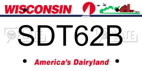 SDT62B Wisconsin License Plate