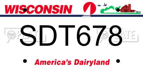 SDT678 Wisconsin License Plate