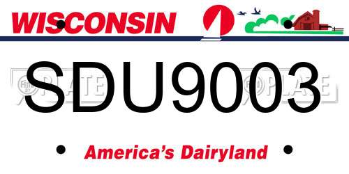 SDU9003 Wisconsin License Plate