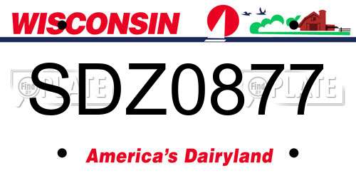 SDZ0877 Wisconsin License Plate