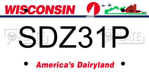 SDZ31P Wisconsin License Plate