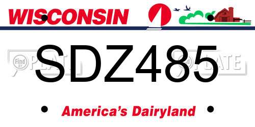 SDZ485 Wisconsin License Plate