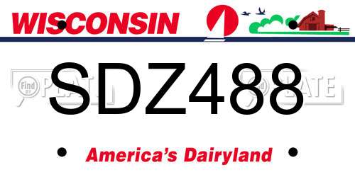 SDZ488 Wisconsin License Plate