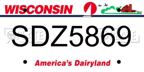 SDZ5869 Wisconsin License Plate