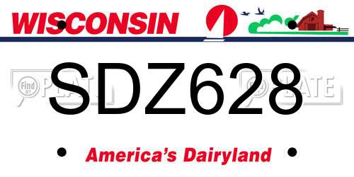 SDZ628 Wisconsin License Plate