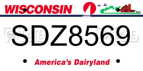 SDZ8569 Wisconsin License Plate