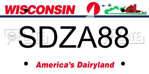 SDZA88 Wisconsin License Plate