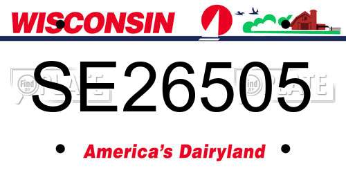 SE26505 Wisconsin License Plate