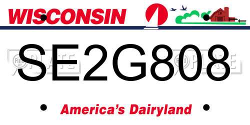 SE2G808 Wisconsin License Plate