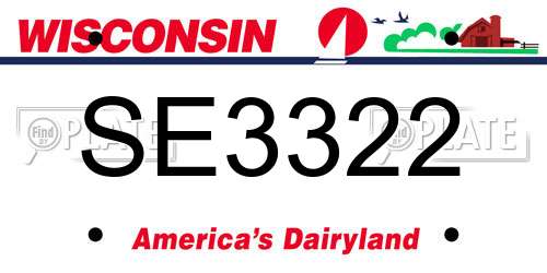 SE3322 Wisconsin License Plate