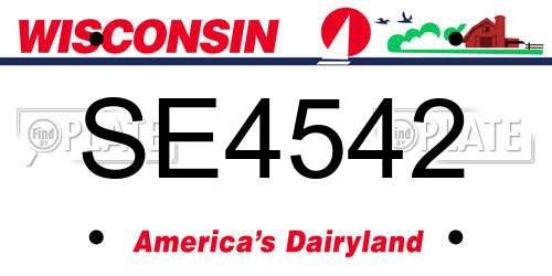 SE4542 Wisconsin License Plate