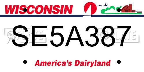 SE5A387 Wisconsin License Plate