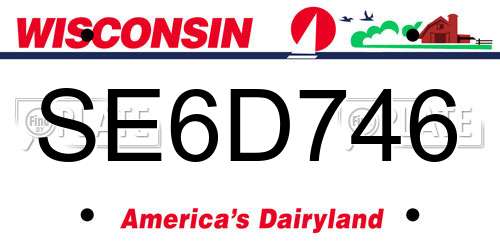 SE6D746 Wisconsin License Plate