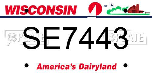 SE7443 Wisconsin License Plate