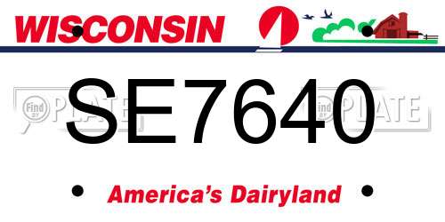 SE7640 Wisconsin License Plate