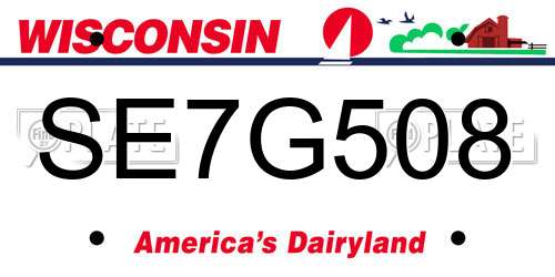 SE7G508 Wisconsin License Plate