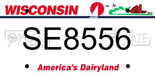 SE8556 Wisconsin License Plate