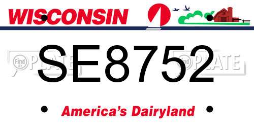 SE8752 Wisconsin License Plate
