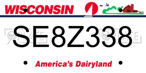 SE8Z338 Wisconsin License Plate