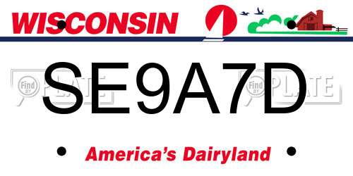 SE9A7D Wisconsin License Plate