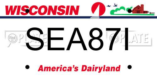 SEA87I Wisconsin License Plate