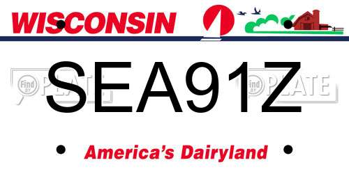 SEA91Z Wisconsin License Plate