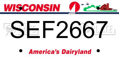 SEF2667 Wisconsin License Plate