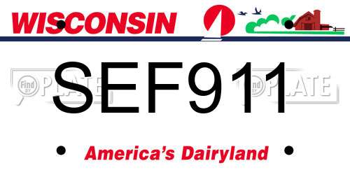 SEF911 Wisconsin License Plate