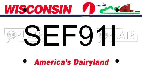 SEF91I Wisconsin License Plate