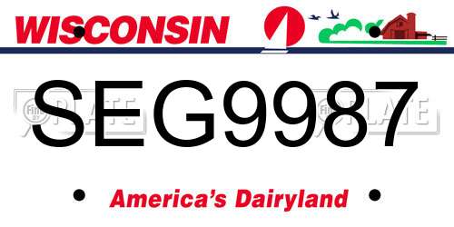 SEG9987 Wisconsin License Plate