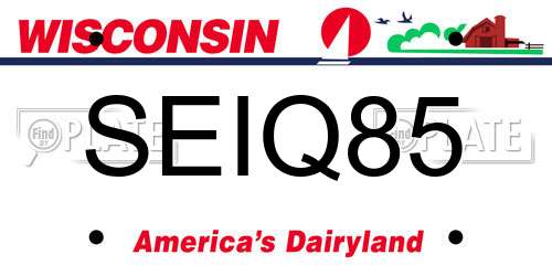 SEIQ85 Wisconsin License Plate