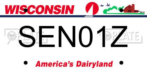 SEN01Z Wisconsin License Plate