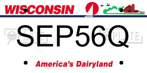 SEP56Q Wisconsin License Plate